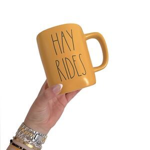 Rae Dunn Yellow 'Hay Rides' Mug NWOT